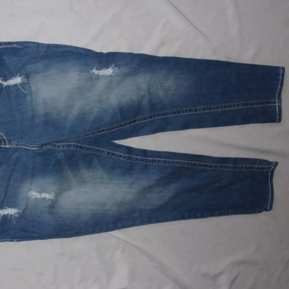 Maurices size 9 / 10 womens pants jeans blue denim pant nine ten distressed - Picture 4 of 5
